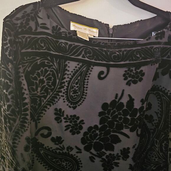 Morgan McFeeters Silk Blend Paisley Velvet Burnout Dress Size 10 Elegant Event - Picture 2 of 7